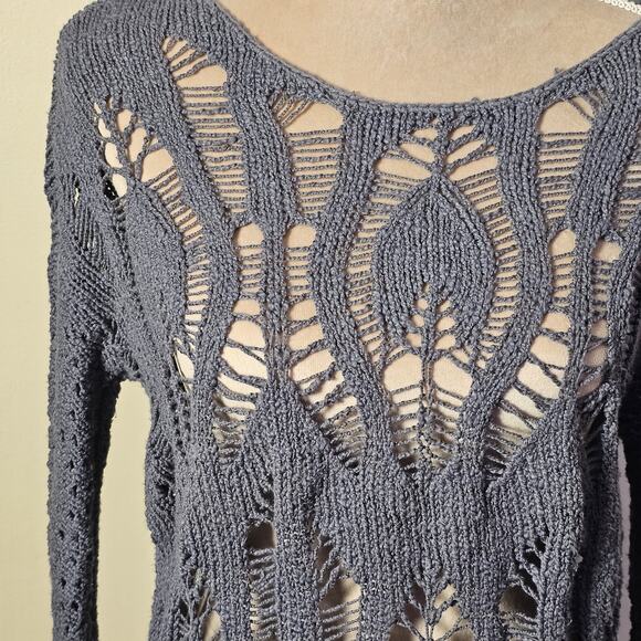 American Eagle Outfitters Sweater Open Knit Sz XS Gray Grunge Goth Fairy Y2K - Picture 2 of 5